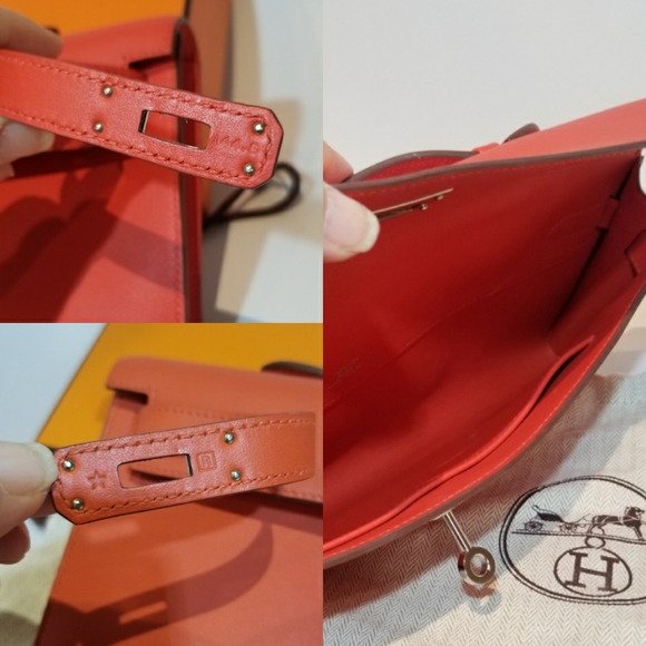100% Authentic RED Hermes Kelly Cut Clutch Bag - Picture 15 of 16